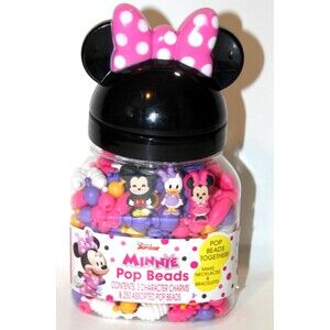 Disney Junior Minnie Pop Beads Jewelry 250 Beads Set Minnie Mickey Daisy Charms